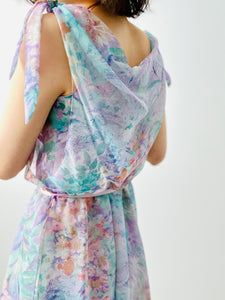 Vintage 1970s pastel floral dress