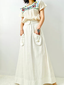 1910s Edwardian cotton skirt with pockets