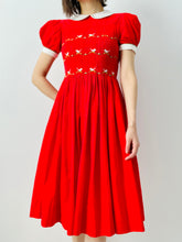 Load image into Gallery viewer, Vintage 1950s red embroidered cotton dress
