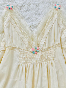 Antique 1910s Edwardian Lace Camisole w Pastel Ribbon Flowers