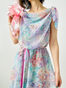 Vintage 1970s pastel floral dress