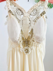 Amazing designer silk gown rhinestone beaded wedding dress Anna Campbell dress