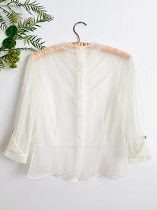 Vintage 1940s semi sheer pleated top
