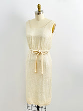 Load image into Gallery viewer, Vintage 1960s beige color sequin dress with belt
