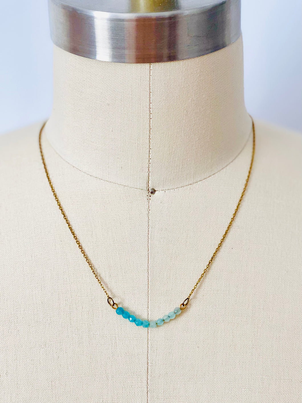 Handmade ombré blue beaded necklace