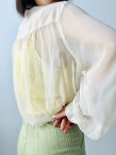 Load image into Gallery viewer, Vintage cream sheer embroidered blouse
