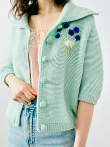 Vintage 1940s turquoise cardigan