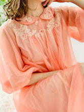 Load image into Gallery viewer, Vintage 1960s peachy pink peignoir lingerie robe
