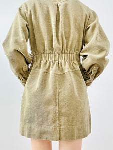 Vintage sage color corduroy dress