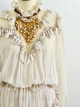 Load image into Gallery viewer, Vintage tulle lace ruffled victorian style blouse skirt two piece set
