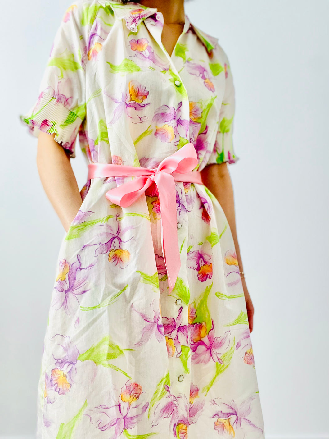 Vintage 1960s pastel floral lingerie dress