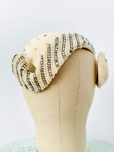 Vintage 1950s "G Howard Hodge" beaded rhinestone fascinator