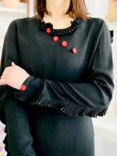 Load image into Gallery viewer, Vintage 1940s Black Rayon Crepe Dress w Dolman sleeves
