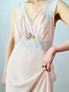 Vintage 1930s pink rayon lingerie dress