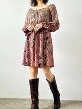 Load image into Gallery viewer, Pink floral paisley mini dress
