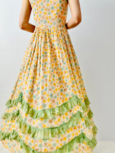 Vintage 1930s pastel ruffled dress