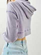 Load image into Gallery viewer, Lilac hooded waffle top
