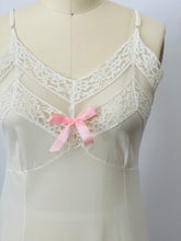 Load image into Gallery viewer, Vintage white lace slip with pleated flounce
