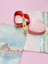 Load image into Gallery viewer, Vintage pink satin heart shaped jewelry box
