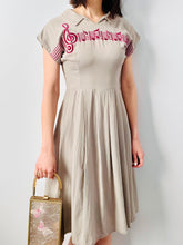 Load image into Gallery viewer, Vintage 1940s novelty music notes dress
