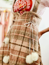 Load image into Gallery viewer, Vintage pink tweed pinafore dress w pom poms
