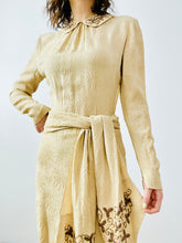 Load image into Gallery viewer, Vintage 1940s beige beaded crepe dress
