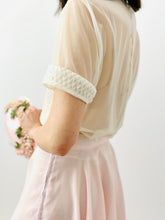 Load image into Gallery viewer, Vintage 1940s white semi sheer ruched top
