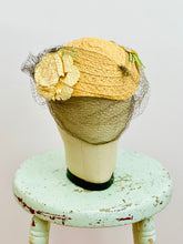 Load image into Gallery viewer, Vintage 1930s yellow millinery hat with veil
