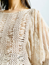 Load image into Gallery viewer, Vintage ivory blouse with lace balloon sleeves
