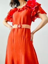 Load image into Gallery viewer, Vintage 1930s coral color silk dress
