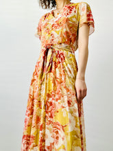 Load image into Gallery viewer, Vintage yellow abstract floral dress
