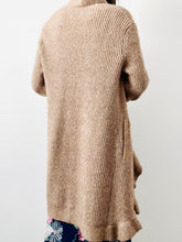 Load image into Gallery viewer, Mocha color ruffled duster sweater
