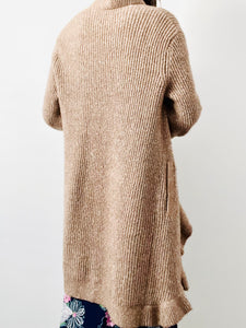 Mocha color ruffled duster sweater