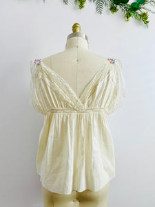 Antique 1910s Edwardian Lace Camisole w Pastel Ribbon Flowers