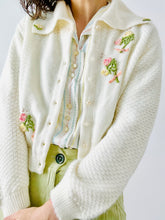 Load image into Gallery viewer, Vintage 1950s cardigan with floral appliqués

