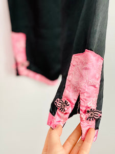 Vintage 1940s pink silk pajamas set Chinese jacket and pants