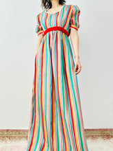 Load image into Gallery viewer, Vintage 1970s rainbow colors taffeta dress
