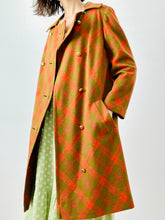 Load image into Gallery viewer, Vintage 1950s orange plaid dress coat
