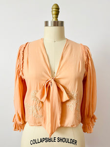 SOLD…Vintage 1930s silk bed jacket