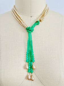 Vintage 1930s Pearls/Jade deco necklace