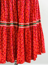 Load image into Gallery viewer, Vintage 1950s red floral prairie dress full circle skirt
