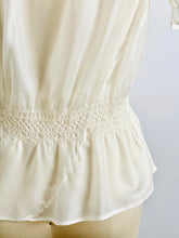 Load image into Gallery viewer, Vintage white Hungarian peasant top with embroidery and smocking
