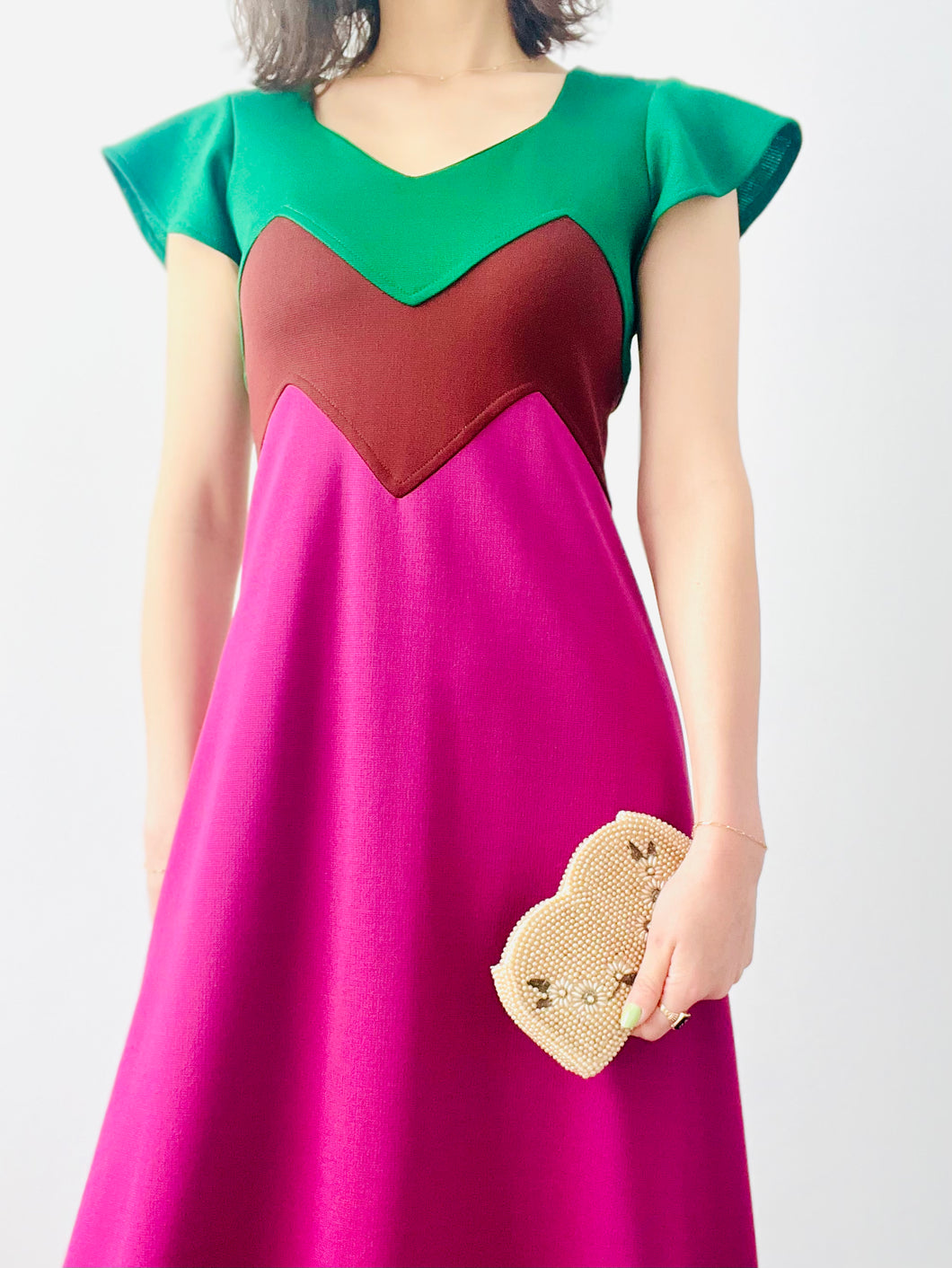 Vintage 1970s CECI color-block gown