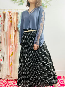 Vintage black polka dot maxi skirt