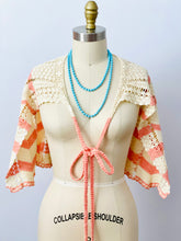 Load image into Gallery viewer, Vintage 1930s crochet lace cape/apron pastel colors
