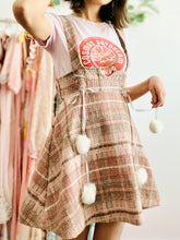 Load image into Gallery viewer, Vintage pink tweed pinafore dress w pom poms
