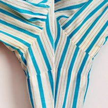 Load image into Gallery viewer, Vintage 1950s blue striped dress w balloon sleeves
