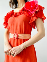 Load image into Gallery viewer, Vintage 1930s coral color silk dress
