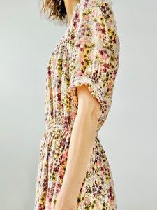 Vintage Babydoll Smocked Floral Dress