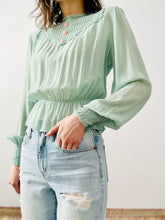 Load image into Gallery viewer, Vintage 1930s seafoam color silk blouse
